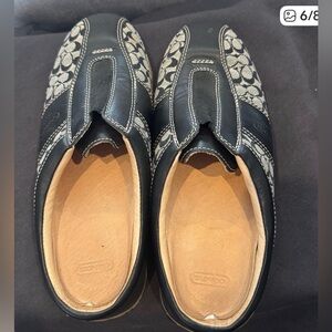 Coach Nadia Logo Print Mule Slip-On Comfort Shoes Black 7.5M Women's